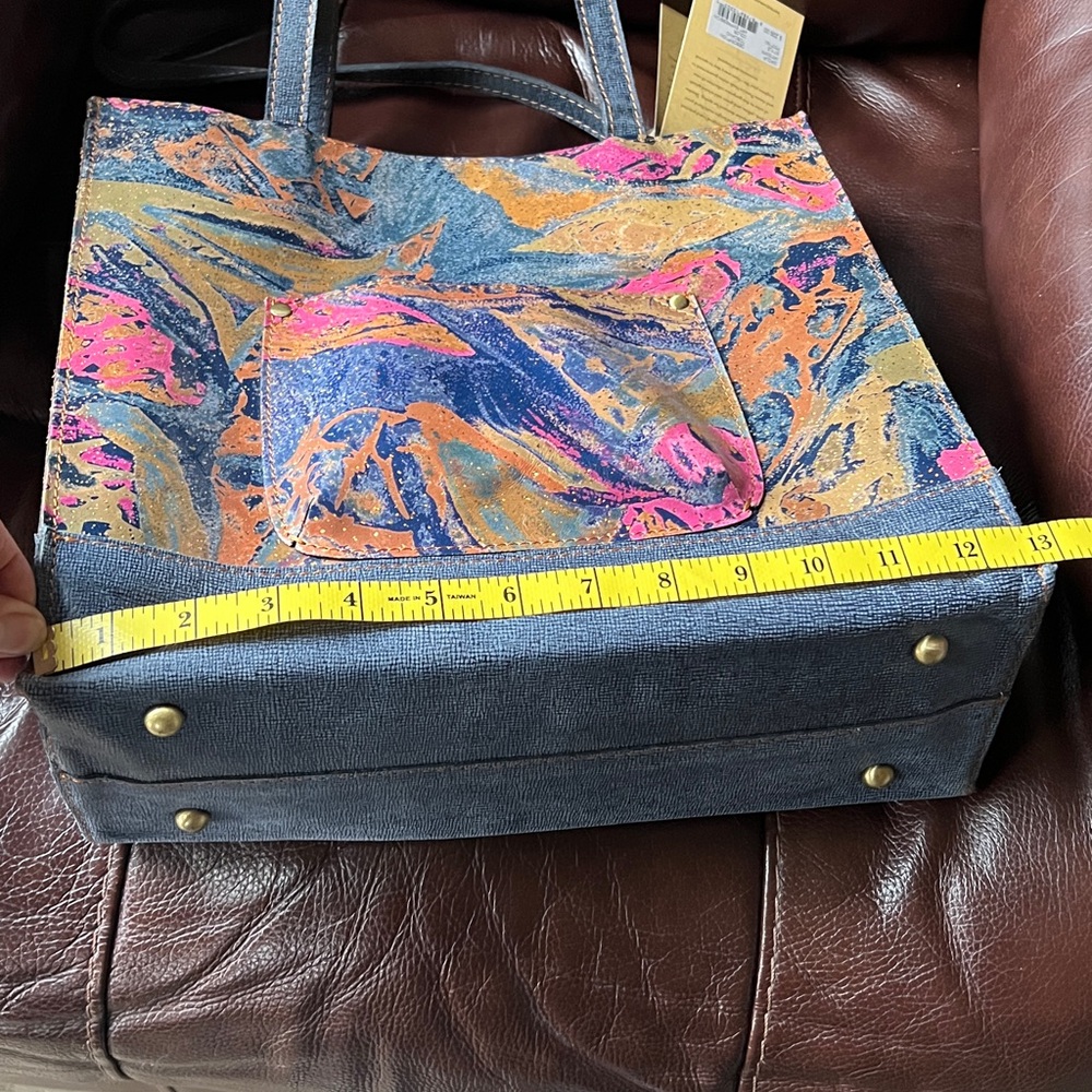 Patricia Nash Toscano Art Expression Spring Multi Floral Blue Tote Bag Purse - Picture 10 of 12